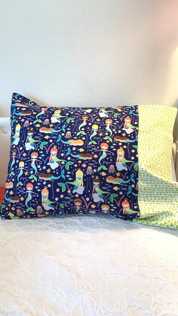 Handmade Mermaid Pillowcase Set, Undersea World Fabric, Standard Size